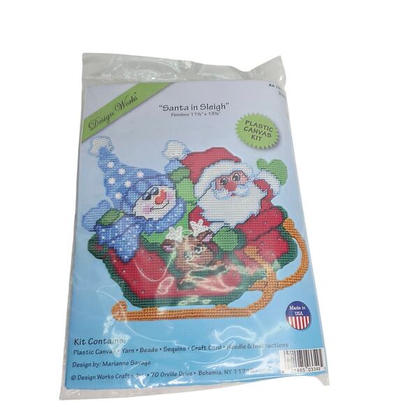 Design Works Plastic Canvas Kit #3349 Santa in Sleigh 11.5" x 13.5"  3349 New - Picture 1 of 7